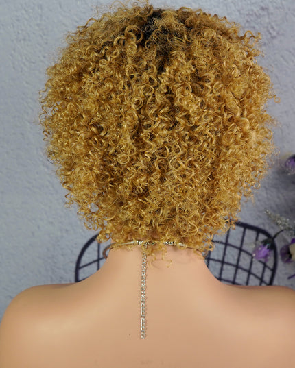 Machine made pixie cut wig--JK9037---#T1B/27