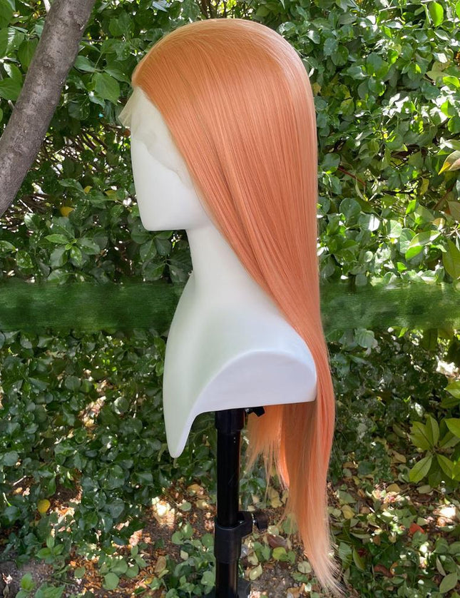 Synthetic lace frontal color wig straight---13*4---peachy pink color---pay 1 get 2