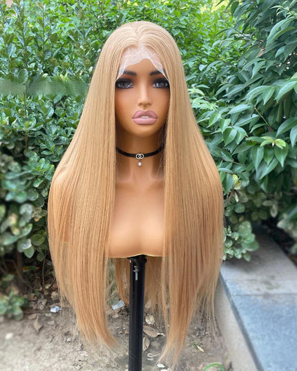 Synthetic lace frontal color wig straight---13*4---Golden Palm color---pay 1 get 2
