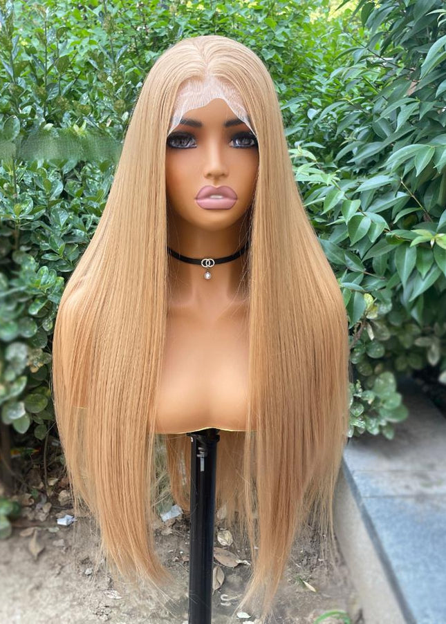 Synthetic lace frontal color wig straight---13*4---Golden Palm color---pay 1 get 2