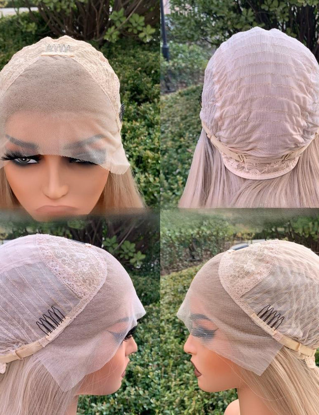 Synthetic lace frontal color wig straight---13*4--- beige color--pay 1 get 2