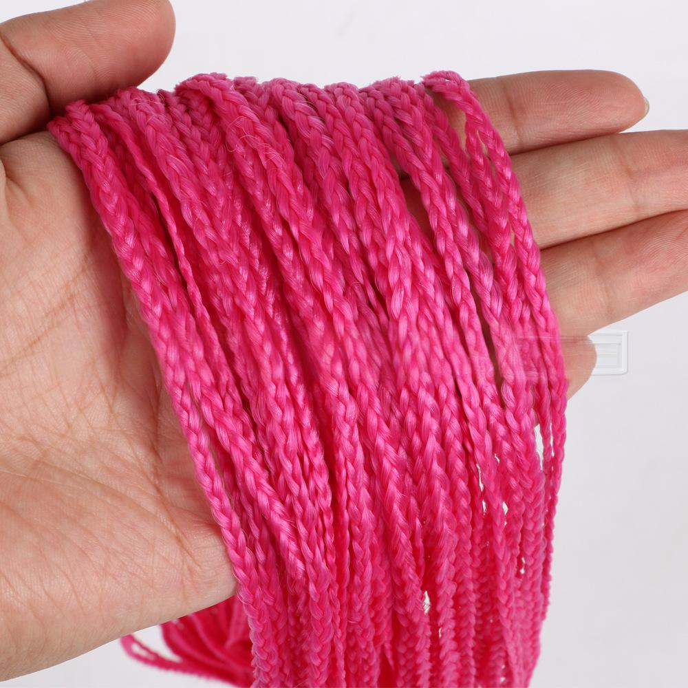 Fiber Thin three strand braid, straight Crochet Box Braids-- pink color