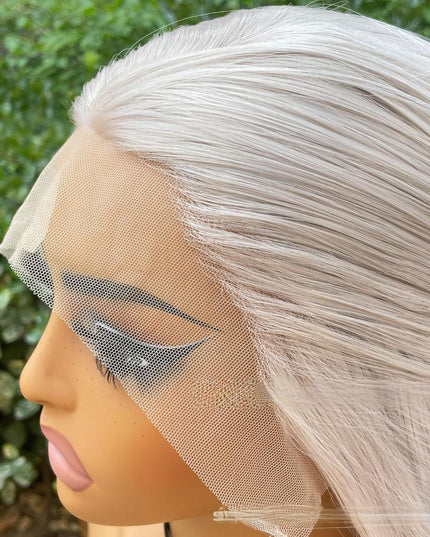 Synthetic lace frontal color wig straight---13*4---Misty gray color---pay 1 get 2
