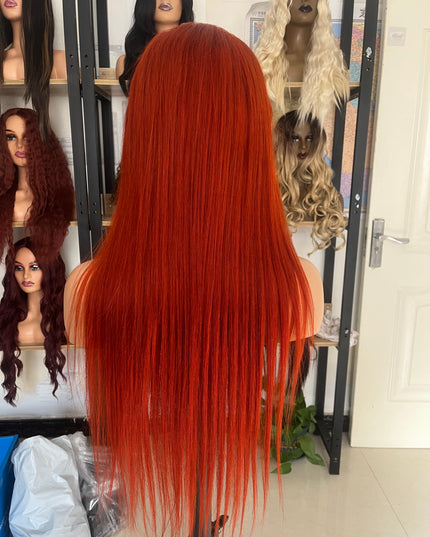 Human Hair Wig 12A straight light reddish brown