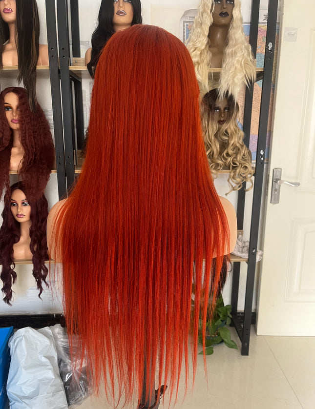 Human Hair Wig 12A straight light reddish brown