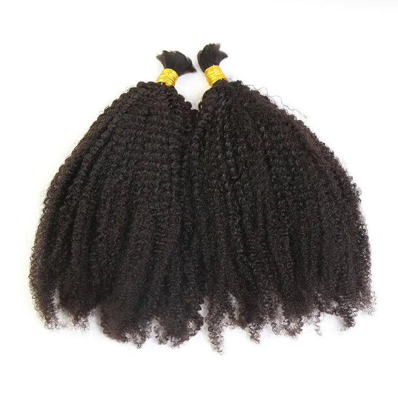 Cabello humano afro rizado color negro natural 12A a granel para trenzar