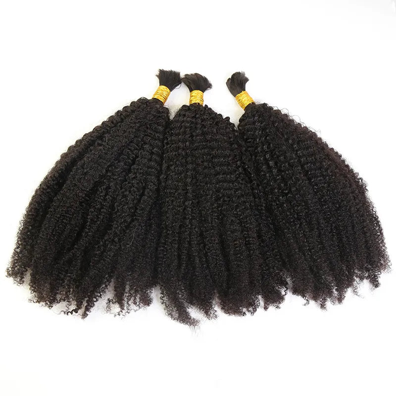 Cabello humano afro rizado color negro natural 12A a granel para trenzar