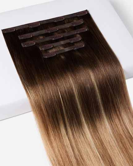 PU clip hair extensions---#100