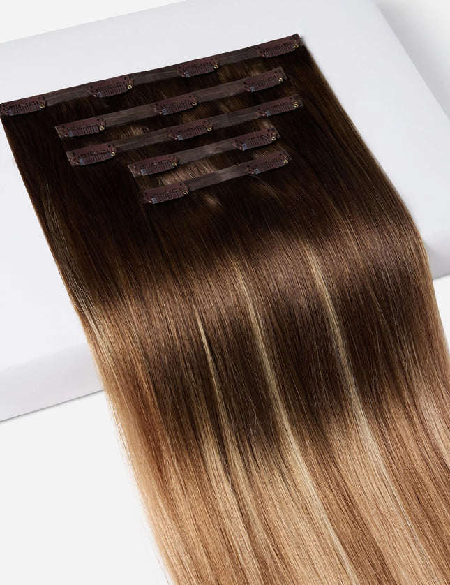 PU clip hair extensions---#100