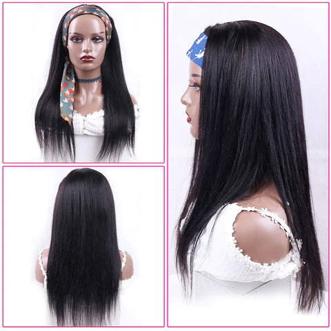 Straight Natural color headband wig  100% Virgin Human Hair