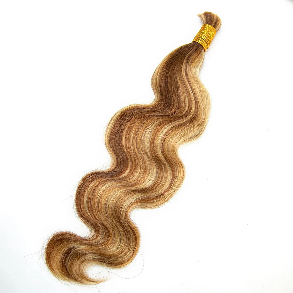 Cabello humano ondulado color 27/30/613, 12A, a granel para trenzar