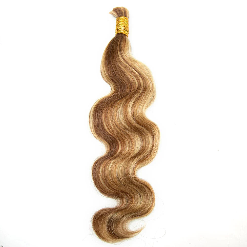Cabello humano ondulado color 27/30/613, 12A, a granel para trenzar