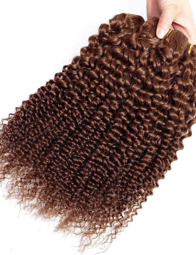 Brown color Curly Virgin human Hair Bundles