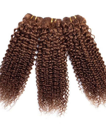 Brown color Curly Virgin human Hair Bundles