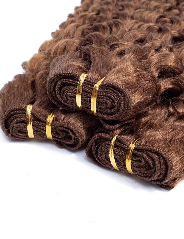 Brown color Curly Virgin human Hair Bundles