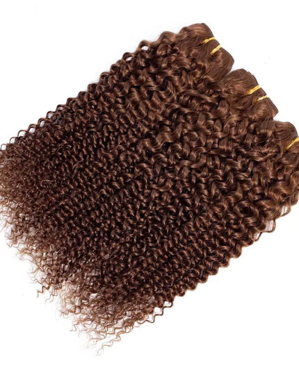 Brown color Curly Virgin human Hair Bundles