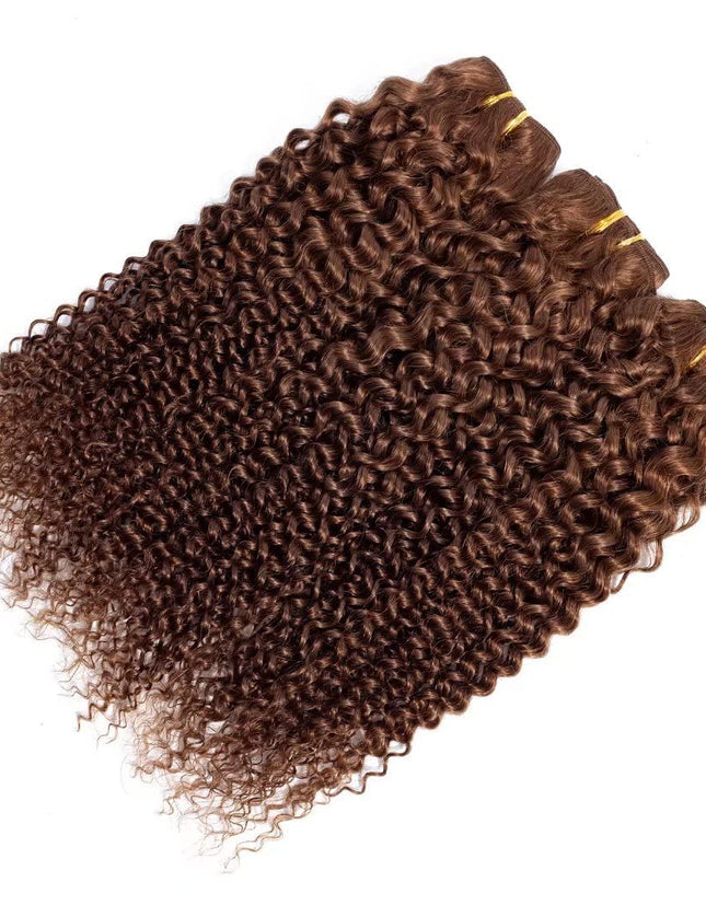 Brown color Curly Virgin human Hair Bundles