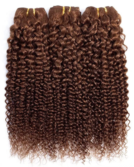 Brown color Curly Virgin human Hair Bundles