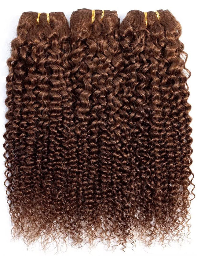 Brown color Curly Virgin human Hair Bundles