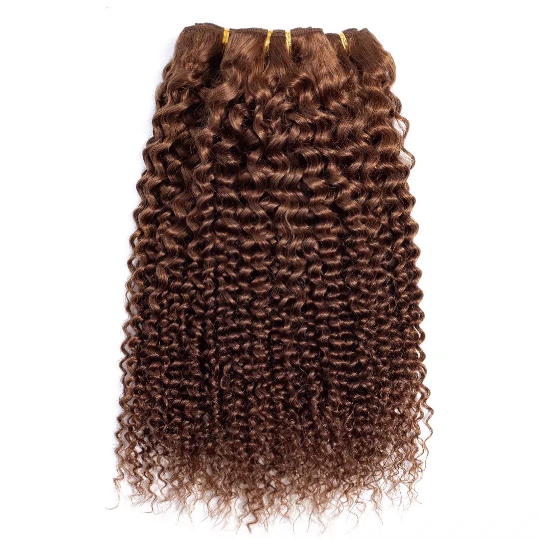 Brown color Curly Virgin human Hair Bundles