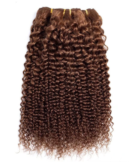 Brown color Curly Virgin human Hair Bundles