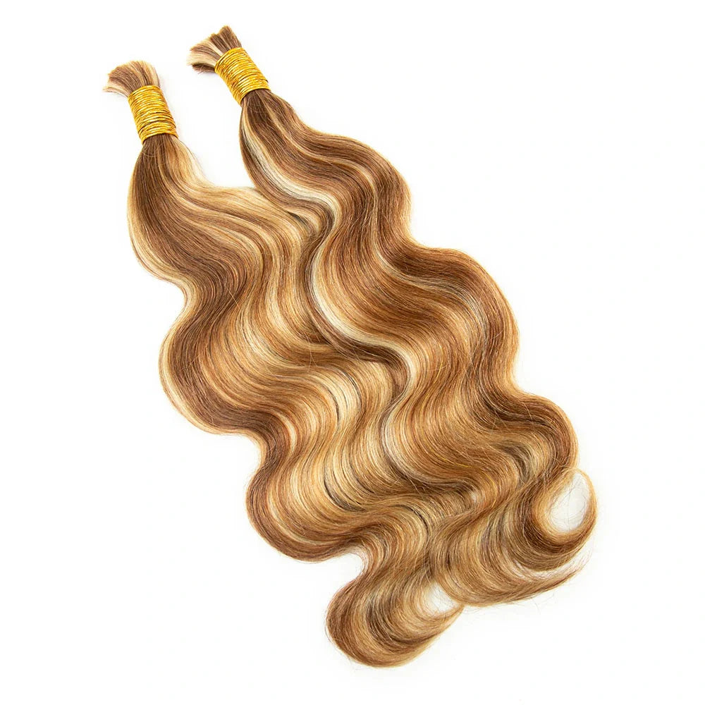 Cabello humano ondulado color 27/30/613, 12A, a granel para trenzar