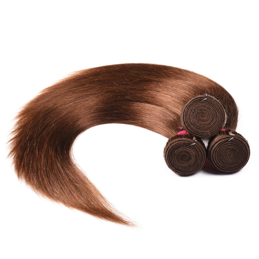 Straight Auburn Brown 12A Virgin Hair bundle 1PC