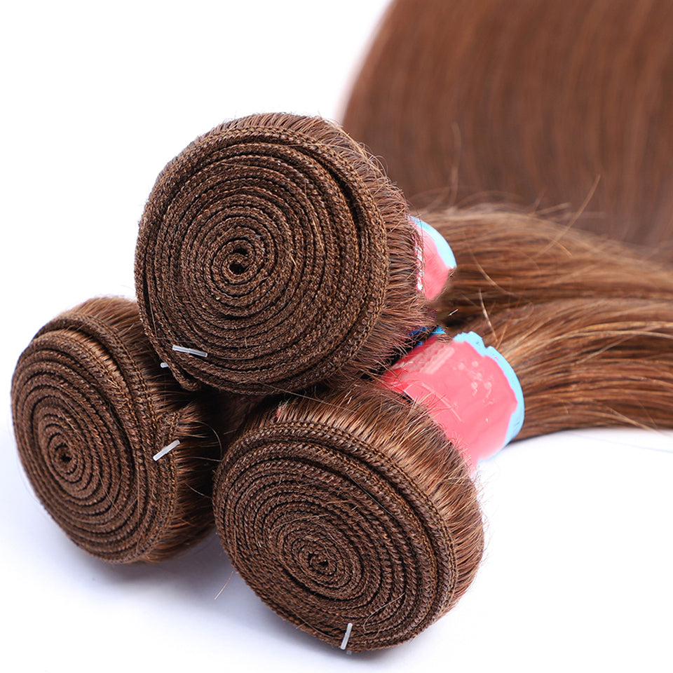 Straight Auburn Brown 12A Virgin Hair bundle 1PC