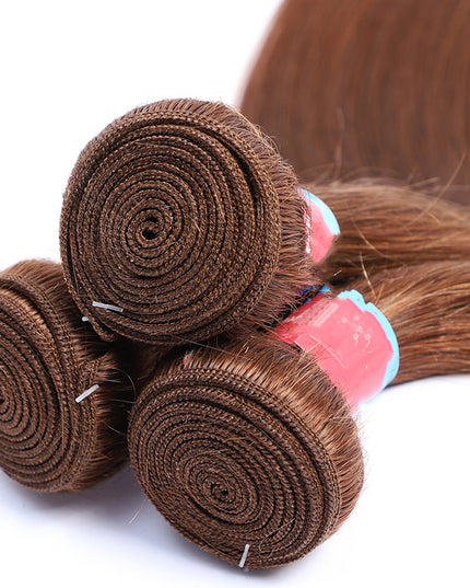 Straight Auburn Brown 12A Virgin Hair bundle 1PC