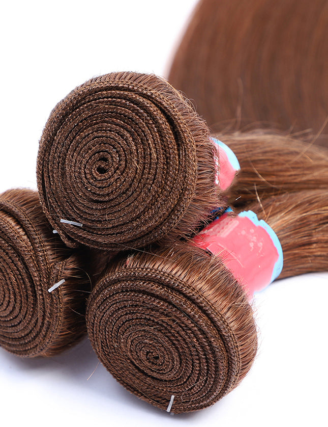 Straight Auburn Brown 12A Virgin Hair bundle 1PC
