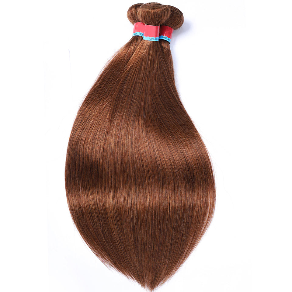 Straight Auburn Brown 12A Virgin Hair bundle 1PC