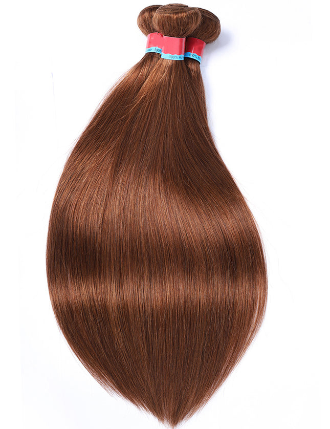 Straight Auburn Brown 12A Virgin Hair bundle 1PC
