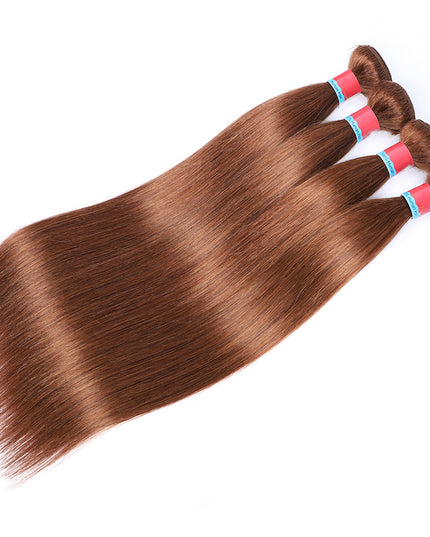 Straight Auburn Brown 12A Virgin Hair bundle 1PC