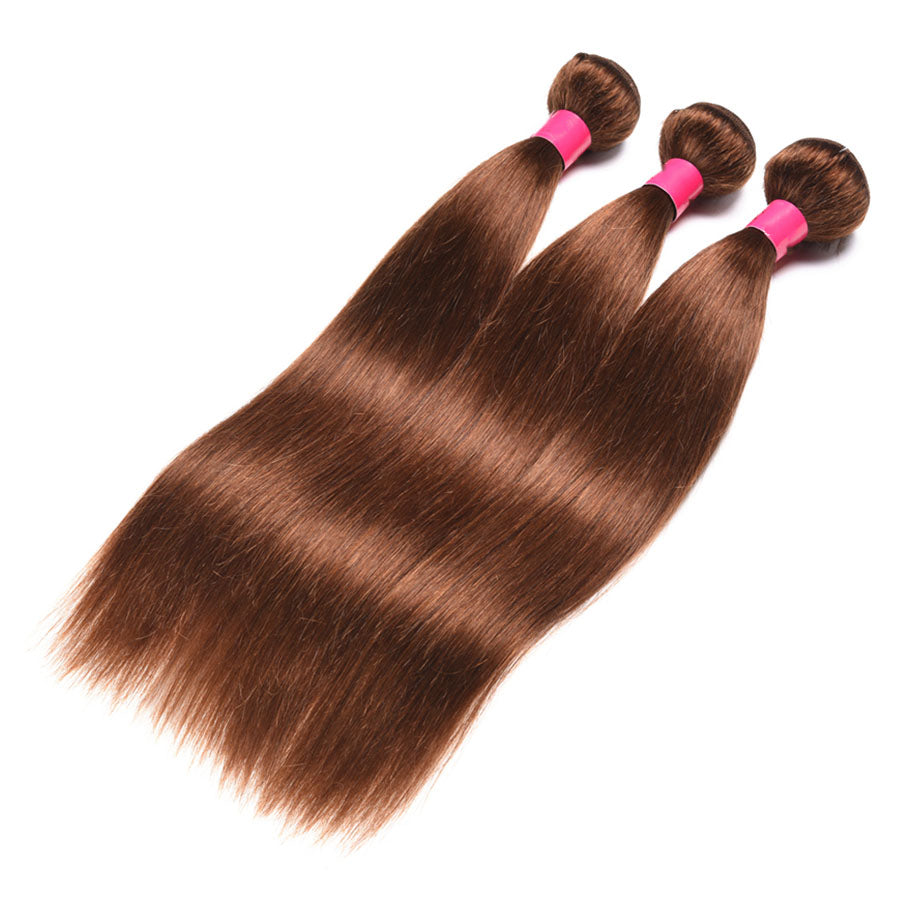 Straight Auburn Brown 12A Virgin Hair bundle 1PC