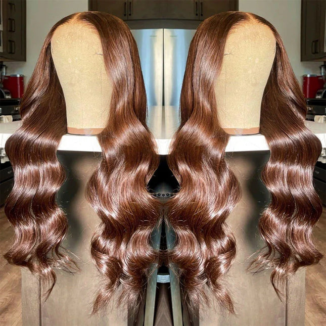 Body-wave Chocolate Brown Lace Frontal 13x4 Virgin Human Hair Wig 15A