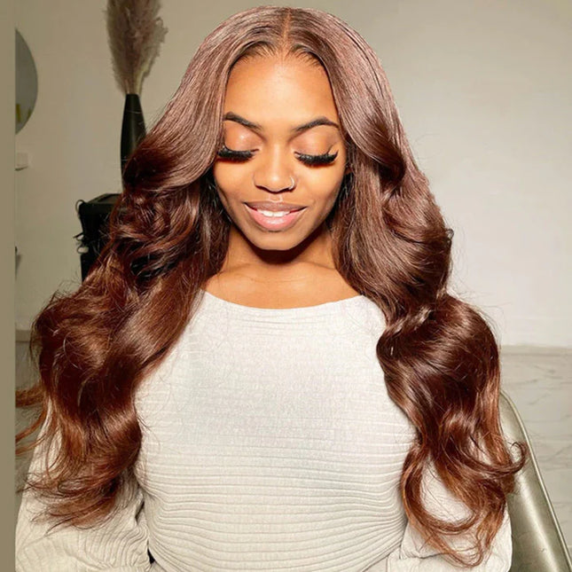Body-wave Chocolate Brown Lace Frontal 13x4 Virgin Human Hair Wig 15A
