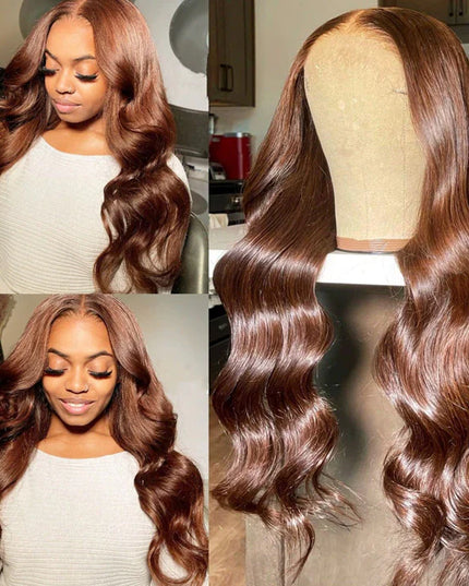 Body-wave Chocolate Brown Lace Frontal 13x4 Virgin Human Hair Wig 15A