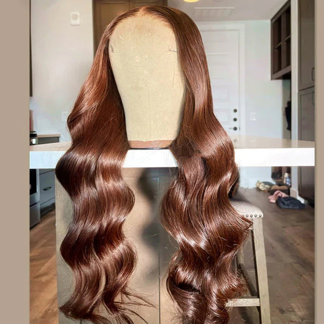Body-wave Chocolate Brown Lace Frontal 13x4 Virgin Human Hair Wig 15A