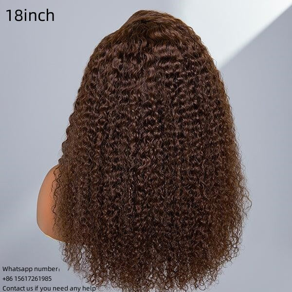 Jerry Curly Chocolate Brown 13x4 Transparent Lace Frontal 100% Virgin Human Hair Wig 180% density