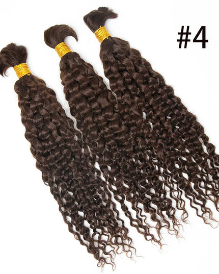 water wave #4 brown color 15A human hair bulk for braiding