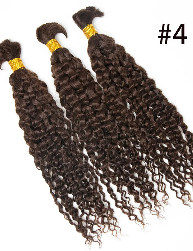 water wave #4 brown color 15A human hair bulk for braiding