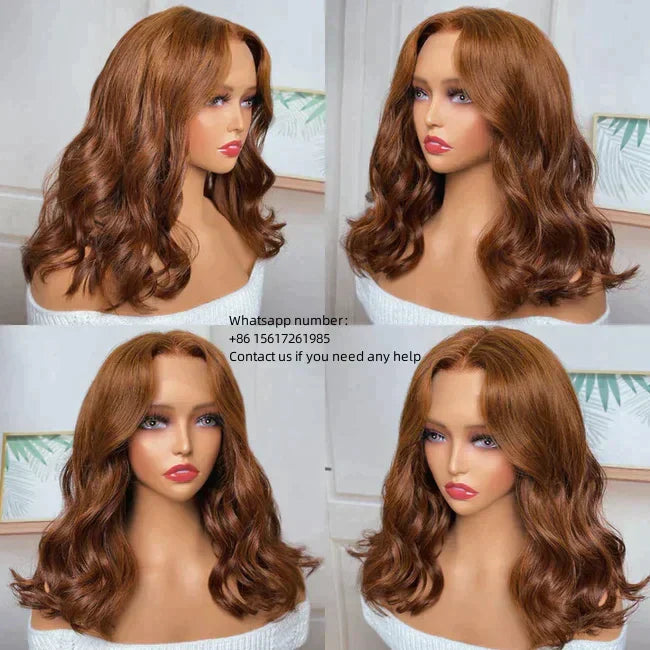 BIG CURL Wave Copper Hair Color 13x4，Transparent Lace Frontal 100% Virgin Human Hair Wig 180% density