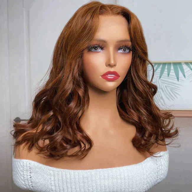 BIG CURL Wave Copper Hair Color 13x4，Transparent Lace Frontal 100% Virgin Human Hair Wig 180% density