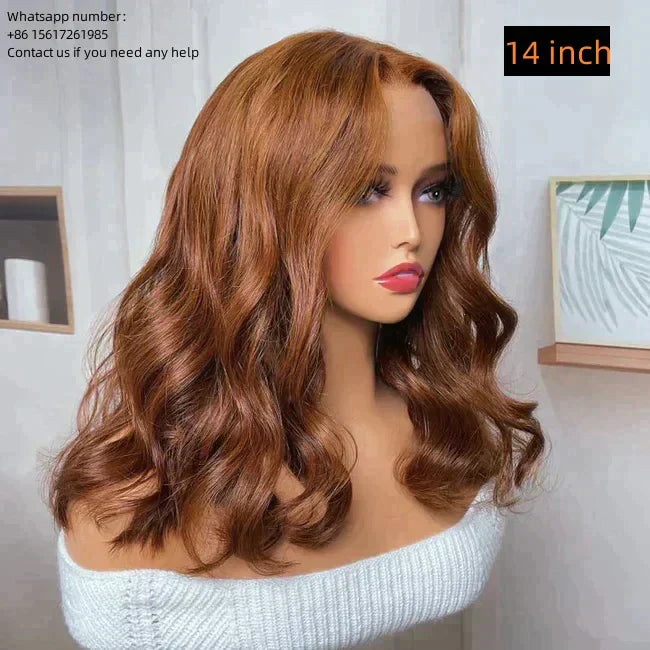 BIG CURL Wave Copper Hair Color 13x4，Transparent Lace Frontal 100% Virgin Human Hair Wig 180% density