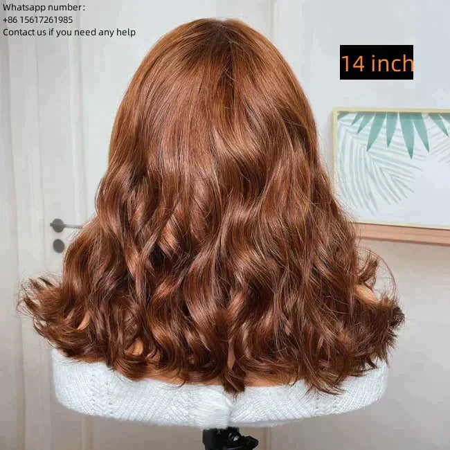 BIG CURL Wave Copper Hair Color 13x4，Transparent Lace Frontal 100% Virgin Human Hair Wig 180% density