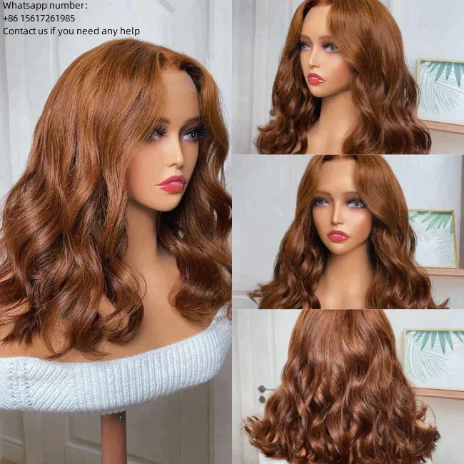 BIG CURL Wave Copper Hair Color 13x4，Transparent Lace Frontal 100% Virgin Human Hair Wig 180% density