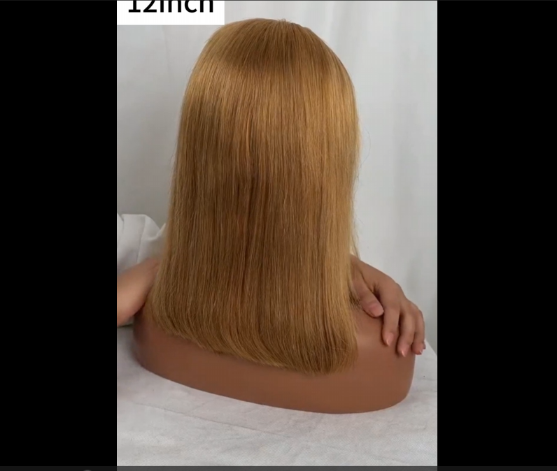 #light brown color Bob Wig 13x4 straight Lace Front 100% Virgin Human Hair