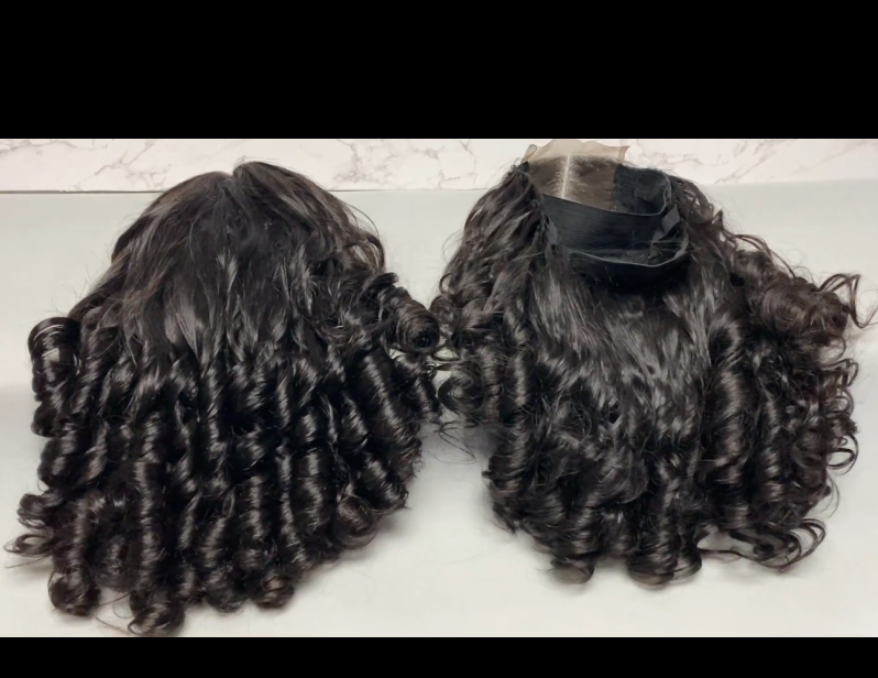 Big pixie wave2 Natural Black 4x4，5x5 Transparent Lace closure 100% Virgin Human Hair LACE Wig 180% density