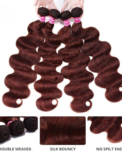 Dark Auburn body wave 12A human hair Bundles  1 pc