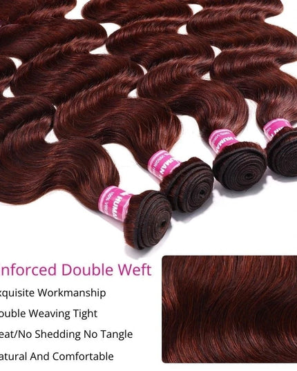 Dark Auburn body wave 12A human hair Bundles  1 pc